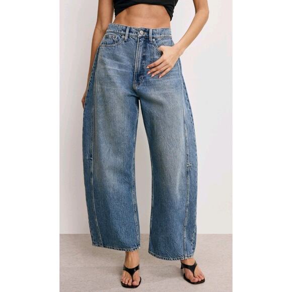 NWT. Good American Good Extreme Barrel Indigo Jeans Size 6 - Picture 4 of 12